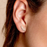 14k Rose Gold Diamond Leaf Earrings Ferkos Fine Jewelry