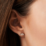 14k Rose Half Round Tapered Baguette Diamond Studs Ferkos Fine Jewelry