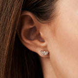 14k Rose Half Round Tapered Baguette Diamond Studs Ferkos Fine Jewelry