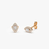 14k Rose Marquise Diamond in Halo Setting Diamond Studs Ferkos Fine Jewelry