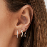 14k Solid Gold Shared Prong Diamond Hoop Earrings Ferkos Fine Jewelry