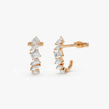 14k Rose Gold Mixed Diamond Shapes Statement Stud Earrings
