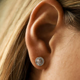 14k Rose Baguette Diamond Channel Setting Disc Diamond Studs Ferkos Fine Jewelry