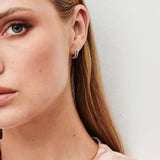 14k Rose Sapphire and Round Diamond Hoop Earrings