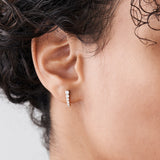 14k Rose Round Diamond Prong Setting Graduating Stud Earrings