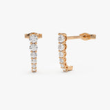 14k Rose Round Diamond Prong Setting Graduating Stud Earrings