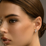 14K Rose Baguette and Round Diamond Micro Pave Earrings