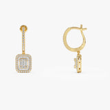14k Illusion Setting Baguette Diamond Dangling Hoop Earrings Ferkos Fine Jewelry