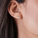 14k Rose Baguette and Round Diamond Bow Stud Earrings Ferkos Fine Jewelry