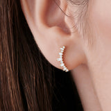 14k Rose Baguette and Round Diamond Ear Crawler Earrings Ferkos Fine Jewelry