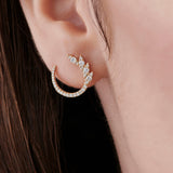 14k Rose Marquise Looking Round Diamond Cluster Studs
