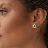 14k Emerald and Baguette Diamond Ballerina Stud Earrings Ferkos Fine Jewelry