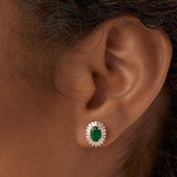 14k Emerald and Baguette Diamond Ballerina Stud Earrings Ferkos Fine Jewelry