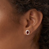 14k Ruby and Baguette Diamond Ballerina Stud Earrings Ferkos Fine Jewelry