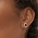 14k Ruby and Baguette Diamond Ballerina Stud Earrings Ferkos Fine Jewelry