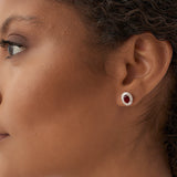 14k Ruby and Baguette Diamond Ballerina Stud Earrings Ferkos Fine Jewelry