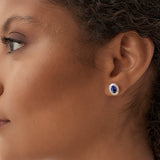 14k Sapphire and Baguette Diamond Ballerina Stud Earrings Ferkos Fine Jewelry