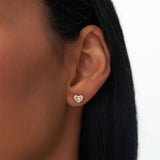 14K Gold Mini Baguette Diamond Heart Studs Ferkos Fine Jewelry