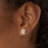 14k Baguette & Round Diamond Hexagon Studs Ferkos Fine Jewelry
