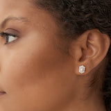 14k Baguette & Round Diamond Hexagon Studs Ferkos Fine Jewelry