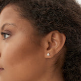 14k Petite Trillion Diamond Studs with Halo Setting Ferkos Fine Jewelry