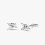 14K Marquise Diamond Cluster Studs 14K White Gold Ferkos Fine Jewelry