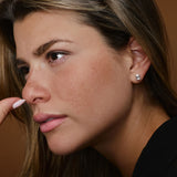 1.00 ctw 14k Bezel Setting Emerald Cut Lab Grown Diamond Studs - Eliana Ferkos Fine Jewelry