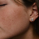 1.00 ctw 14k Bezel Setting Emerald Cut Lab Grown Diamond Studs - Eliana Ferkos Fine Jewelry