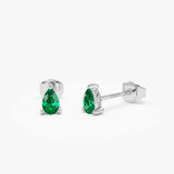14K Pear Shaped Emerald Stud Earrings 14k White Gold Ferkos Fine Jewelry