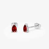 14K  Pear Shaped Ruby Stud Earrings 14k White Gold Ferkos Fine Jewelry