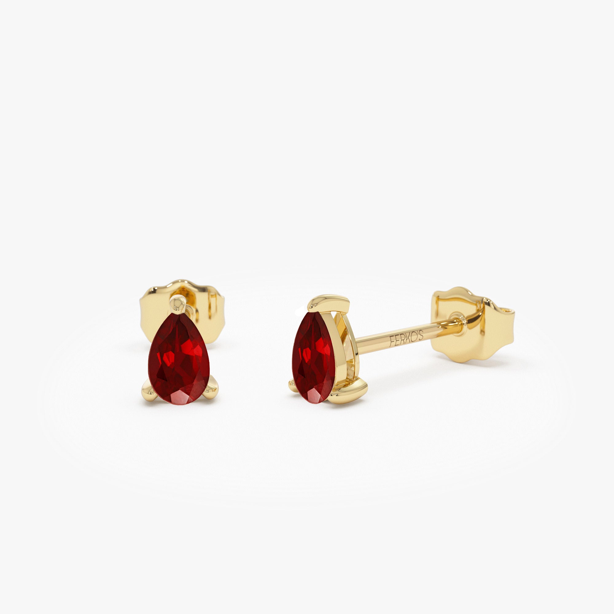 14K  Pear Shaped Ruby Stud Earrings 14k Gold Ferkos Fine Jewelry