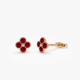 14k Ruby Clover Beaded Studs Ferkos Fine Jewelry