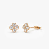 14k Diamond Clover Beaded Studs 14k Rose Gold Ferkos Fine Jewelry