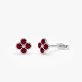 14k Ruby Clover Beaded Studs 14k White Gold Ferkos Fine Jewelry