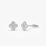 14k Diamond Clover Beaded Studs 14k White Gold Ferkos Fine Jewelry