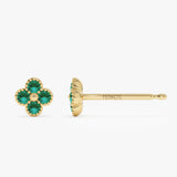 14k Emerald Clover Beaded Studs Ferkos Fine Jewelry