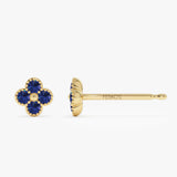 14k Sapphire Clover Beaded Studs Ferkos Fine Jewelry