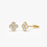 14k Diamond Clover Beaded Studs 14k Gold Ferkos Fine Jewelry