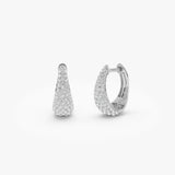 14K Gold Teardrop Diamond Hoop Earrings 14K White Gold Ferkos Fine Jewelry