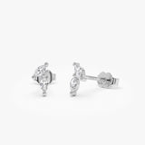 14k Unique Double Marquise Diamond Studs 14k White Gold Ferkos Fine Jewelry