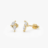 14k Unique Double Marquise Diamond Studs 14k Gold Ferkos Fine Jewelry