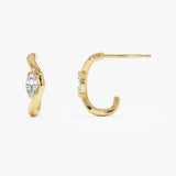 0.60 ctw 14k Marquise Shapes Lab Grown Swivel J Hoops - Emery Ferkos Fine Jewelry