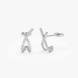 14k Moden X Design Diamond Studs 14k White Gold Ferkos Fine Jewelry