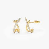 14k Moden X Design Diamond Studs 14k Gold Ferkos Fine Jewelry