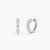 14k Shared Prong Diamond Hoops 14k White Gold Ferkos Fine Jewelry