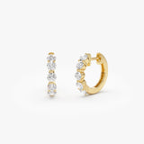 14k Shared Prong Diamond Hoops