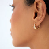 14K Gold Diamond Pave Huggie Earrings