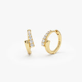 14K Gold Diamond Pave Huggie Earrings