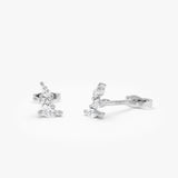 14k Marquise Shaped Diamond Mini Ear Climber 14k White Gold Ferkos Fine Jewelry