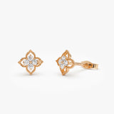 14K Floral Design Diamond Cluster Stud Earrings Ferkos Fine Jewelry